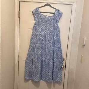 Blue Patterned Sleeveless Dress